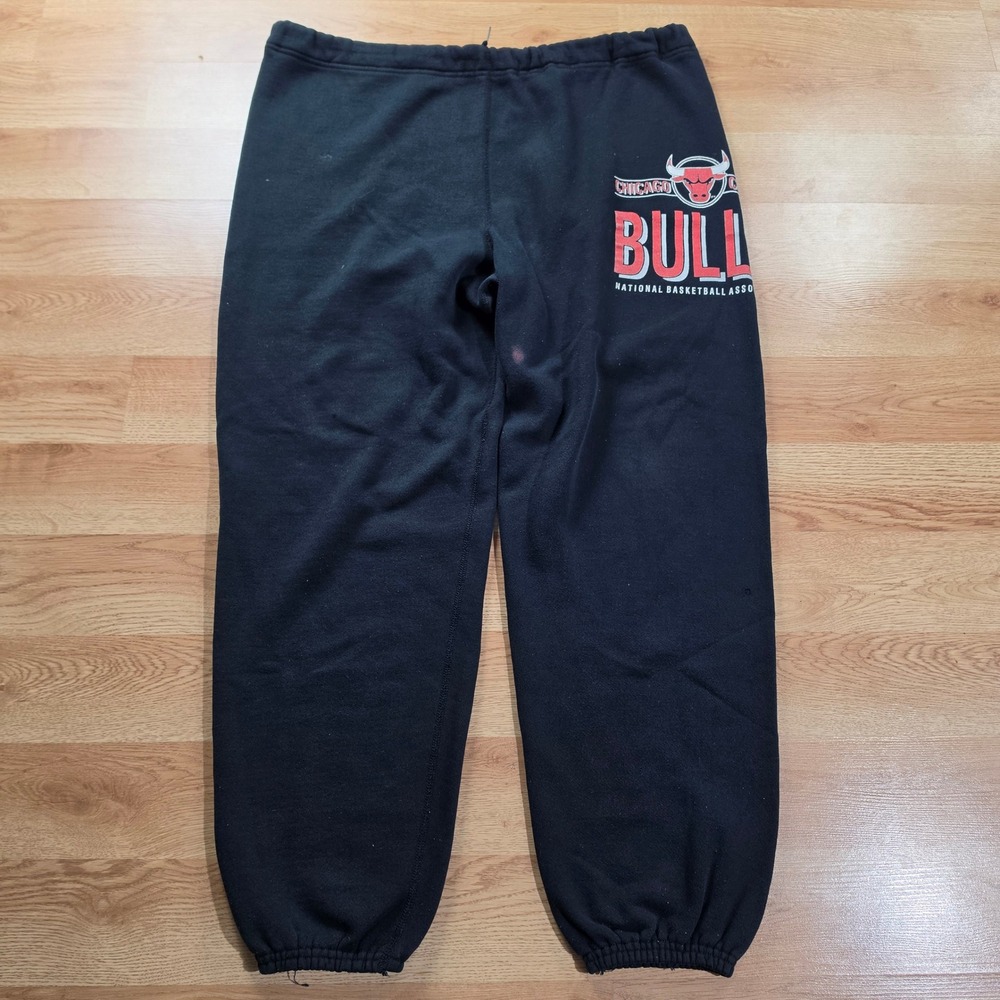 Vtg Chicago Bulls Logo 7 Sweatpants Mens XL Black Vintage NBA Basketball Joggers